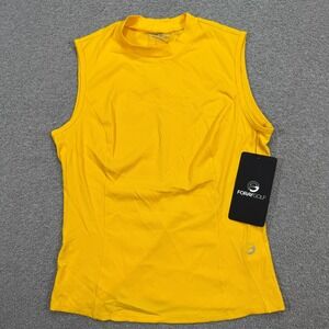 NEW Foray Golf Shirt Women's Large Yellow Mock Neck Sleeveless Rib Athletic USA